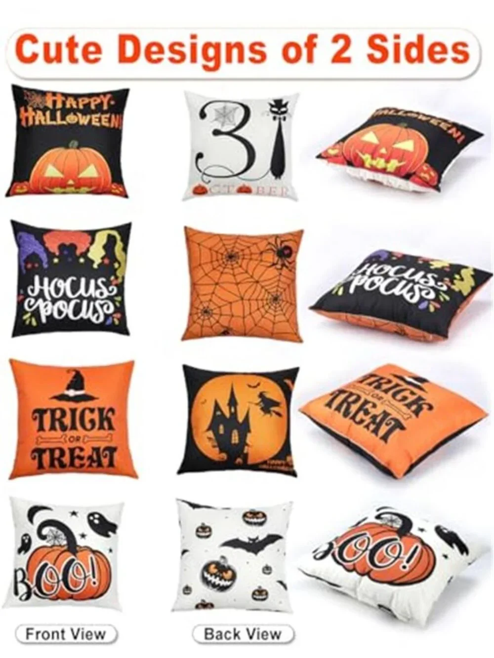 Halloween Pillow Covers 18x18 4Pcs Double‑Sided Print Home Decor